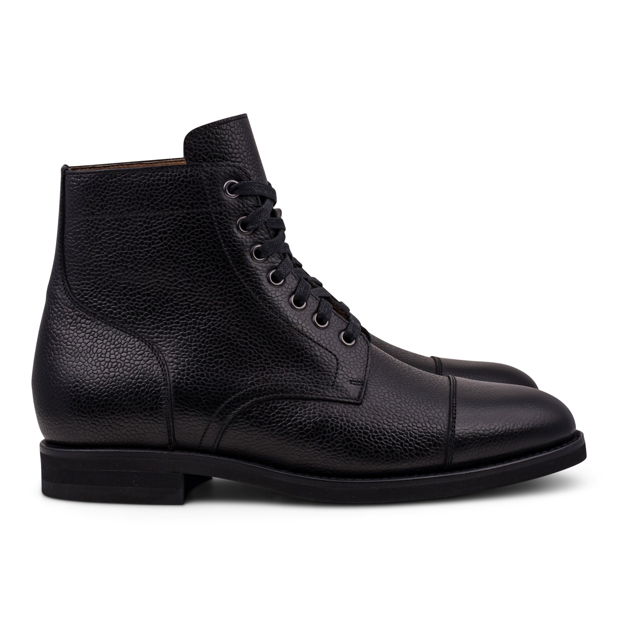 Yanko Cap toe service boot black grain Skolyx