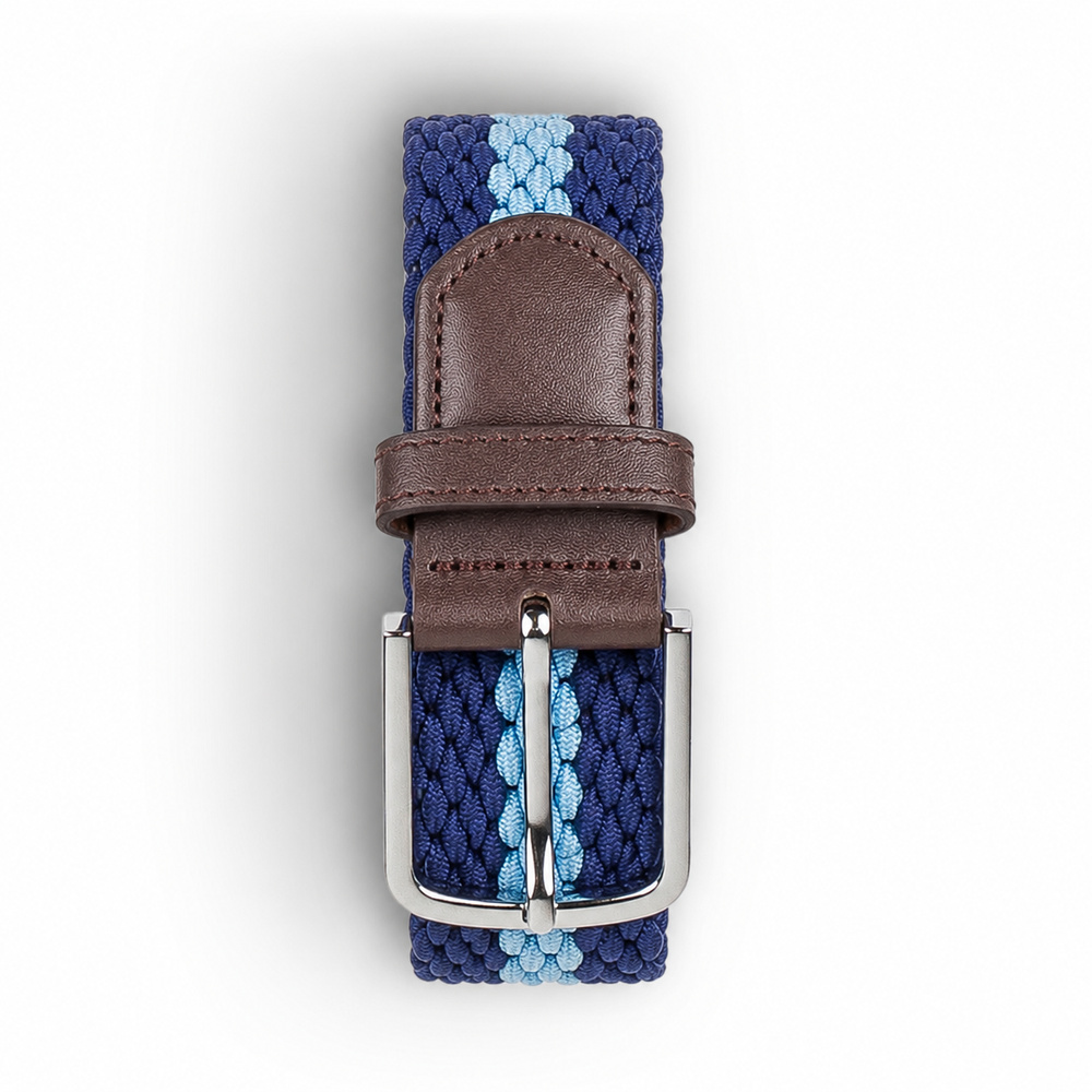 Ceinture tressée bleu foncé et bleu clair
