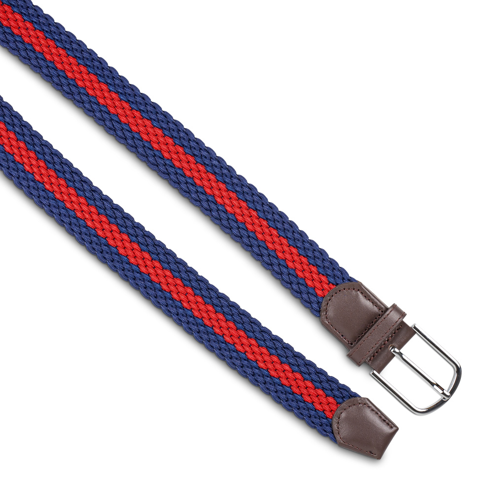 Ceinture tressée bleu foncé et rouge