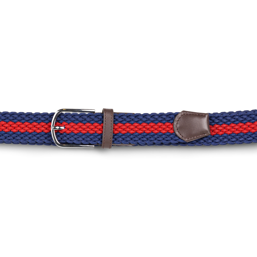 Ceinture tressée bleu foncé et rouge