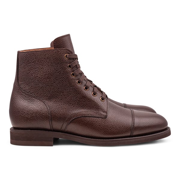 Yanko cap toe service boot mörkbrun grain