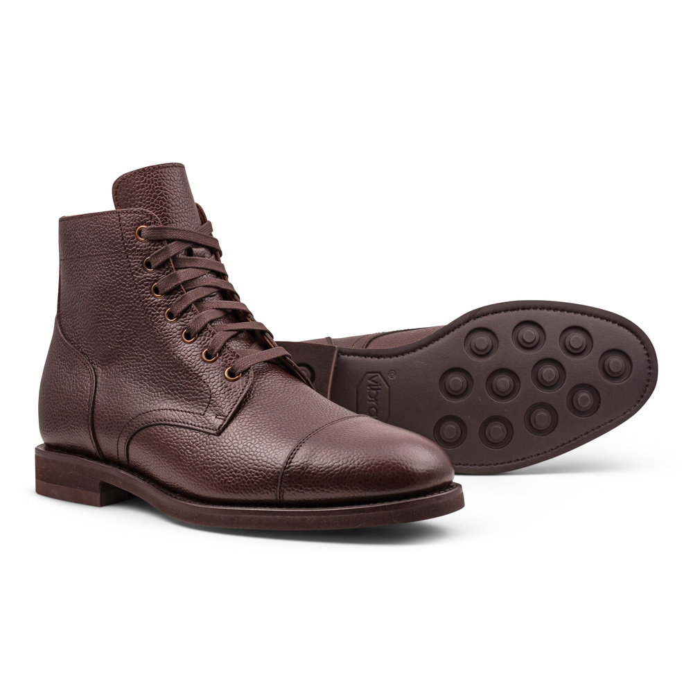 Yanko cap toe service boot mørkebrun grain