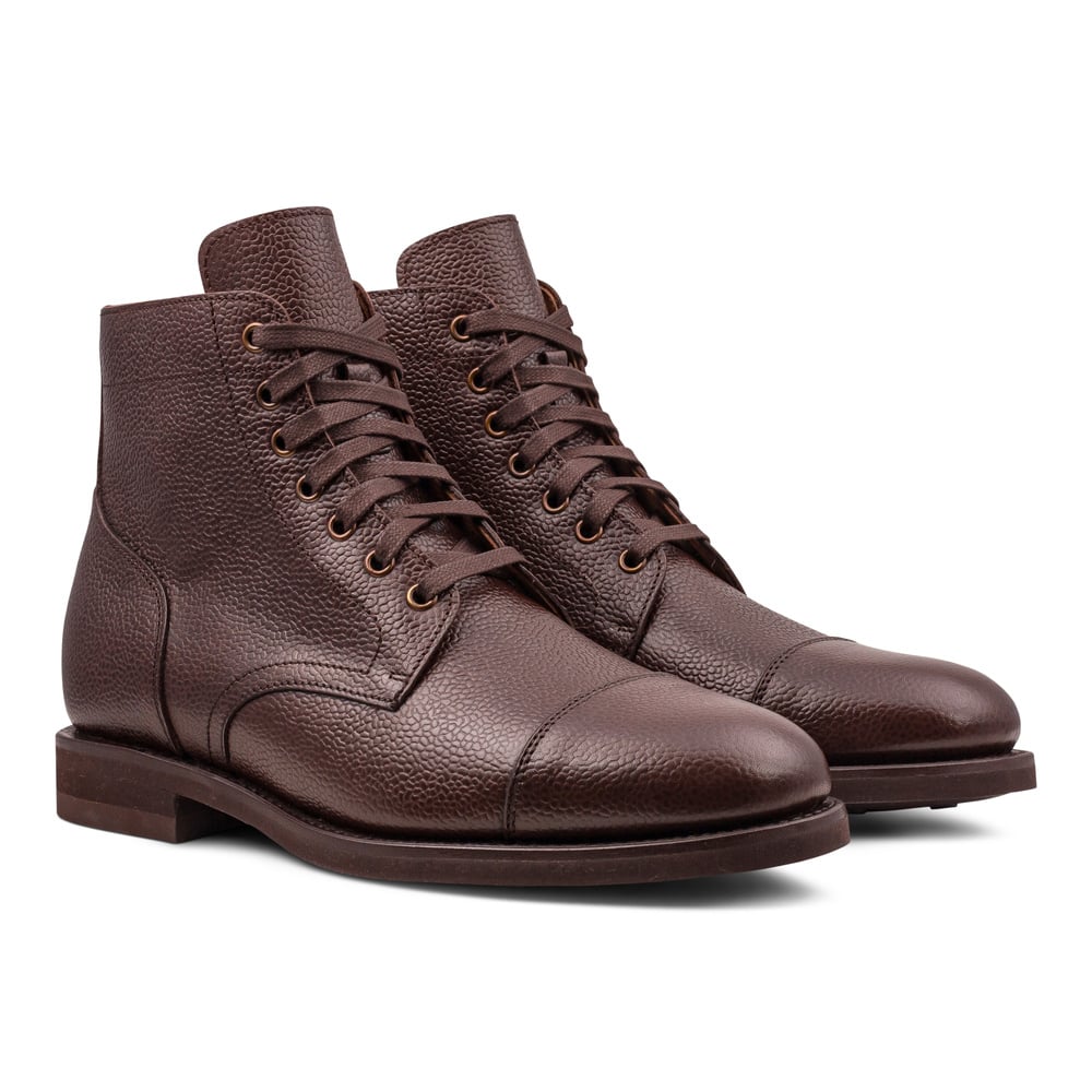 Yanko cap toe service boot mørkebrun grain