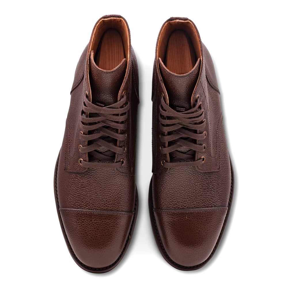 Yanko cap toe service boot mørkebrun grain