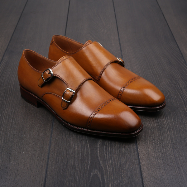 TLB brogued double monk light brown EU44 / UK10 - seconds