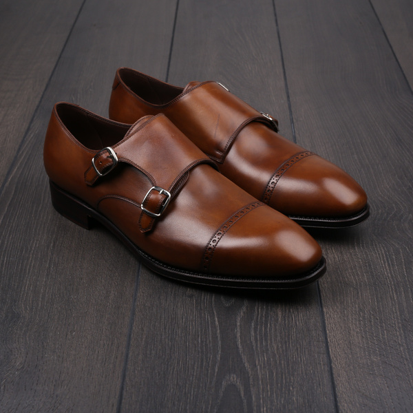 TLB brogued double monk medium brown EU45 / UK11 - seconds