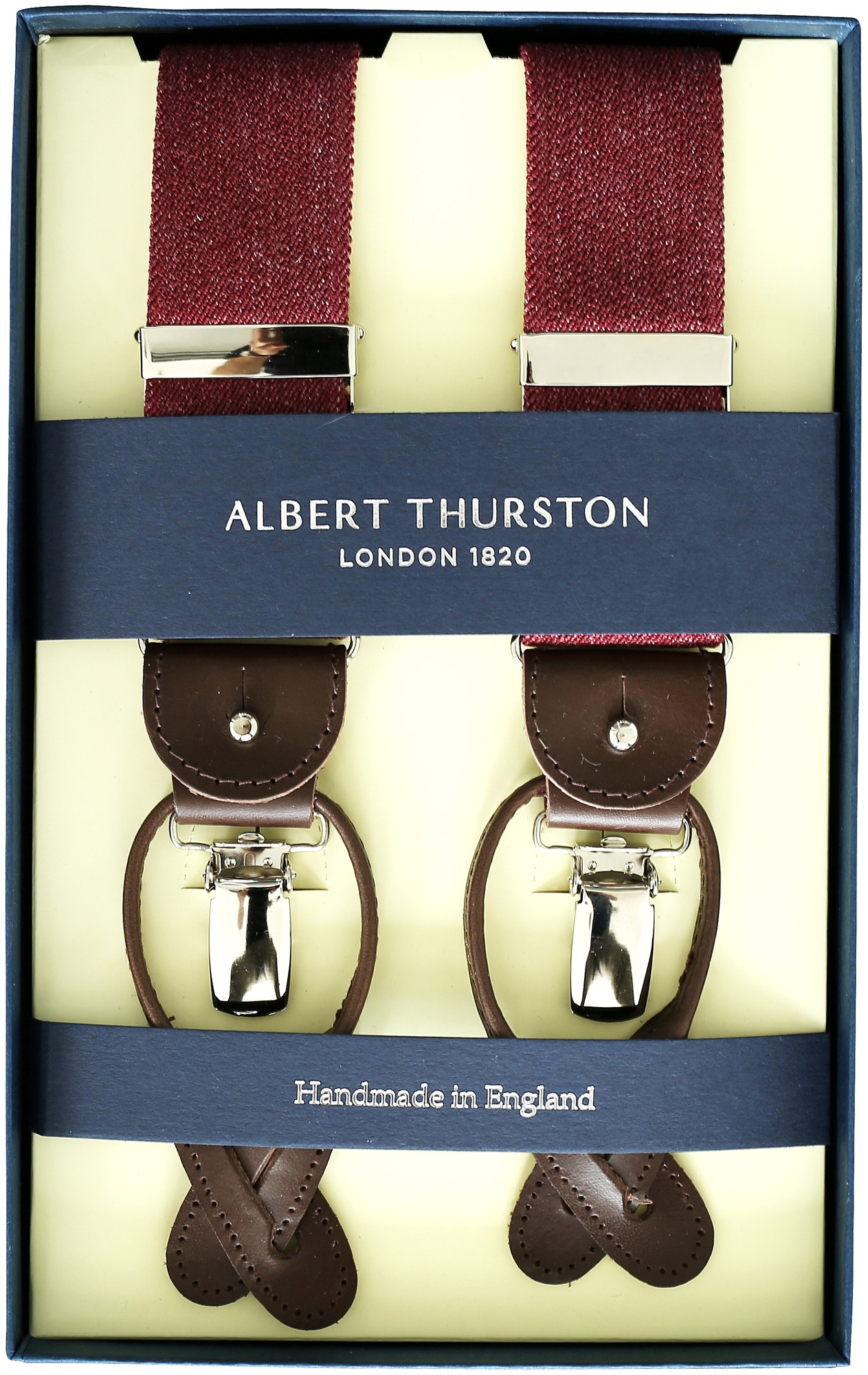 Albert Thurston braces burgundy antique | Skolyx
