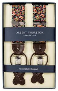 Navy with green and red