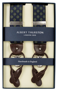 Navy with red-blue-yellow