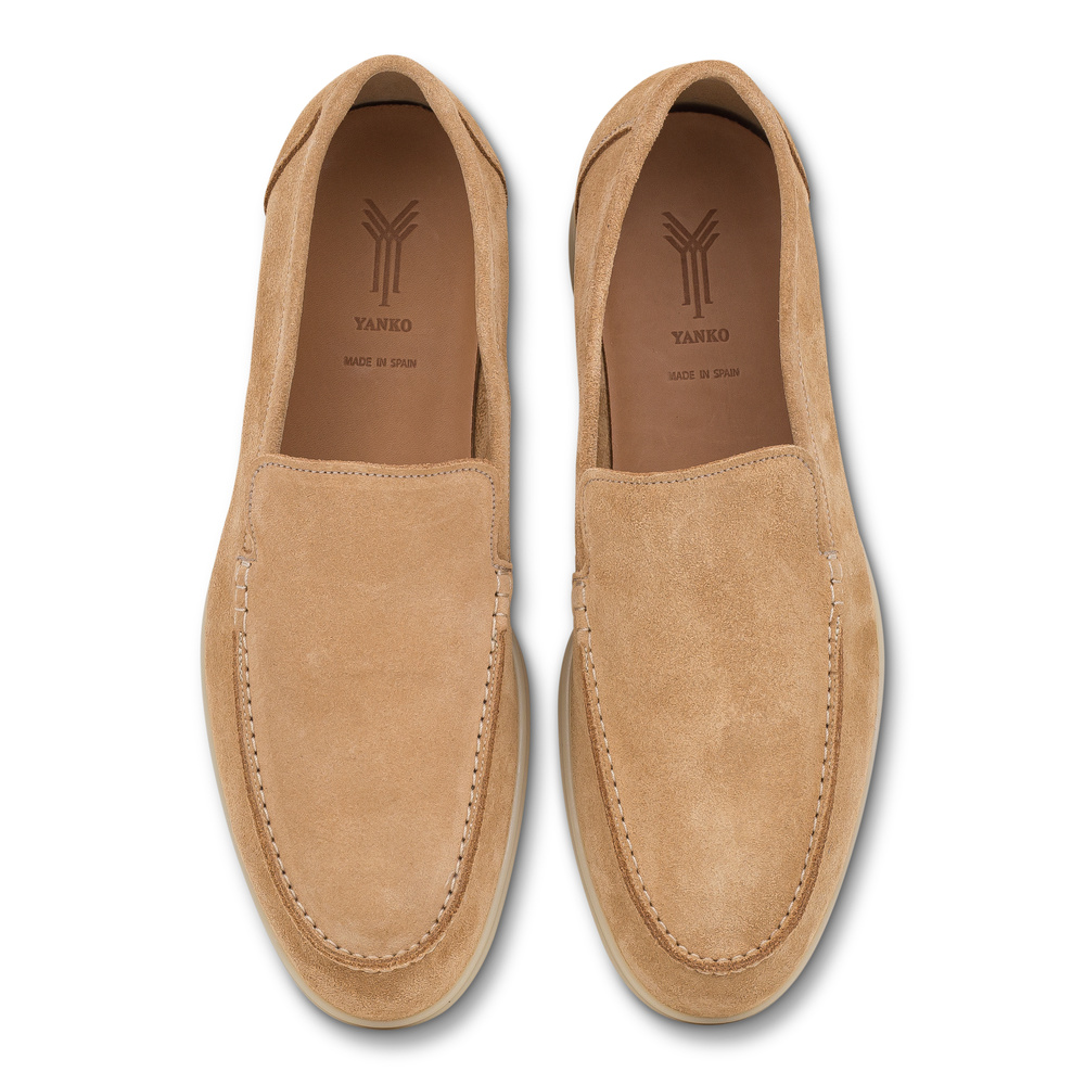 Yanko Traveler loafers i lysbrunt semsket skinn
