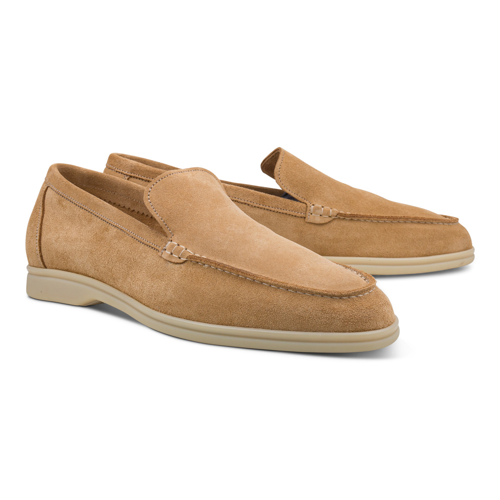 Yanko Traveler loafers i lysbrunt semsket skinn