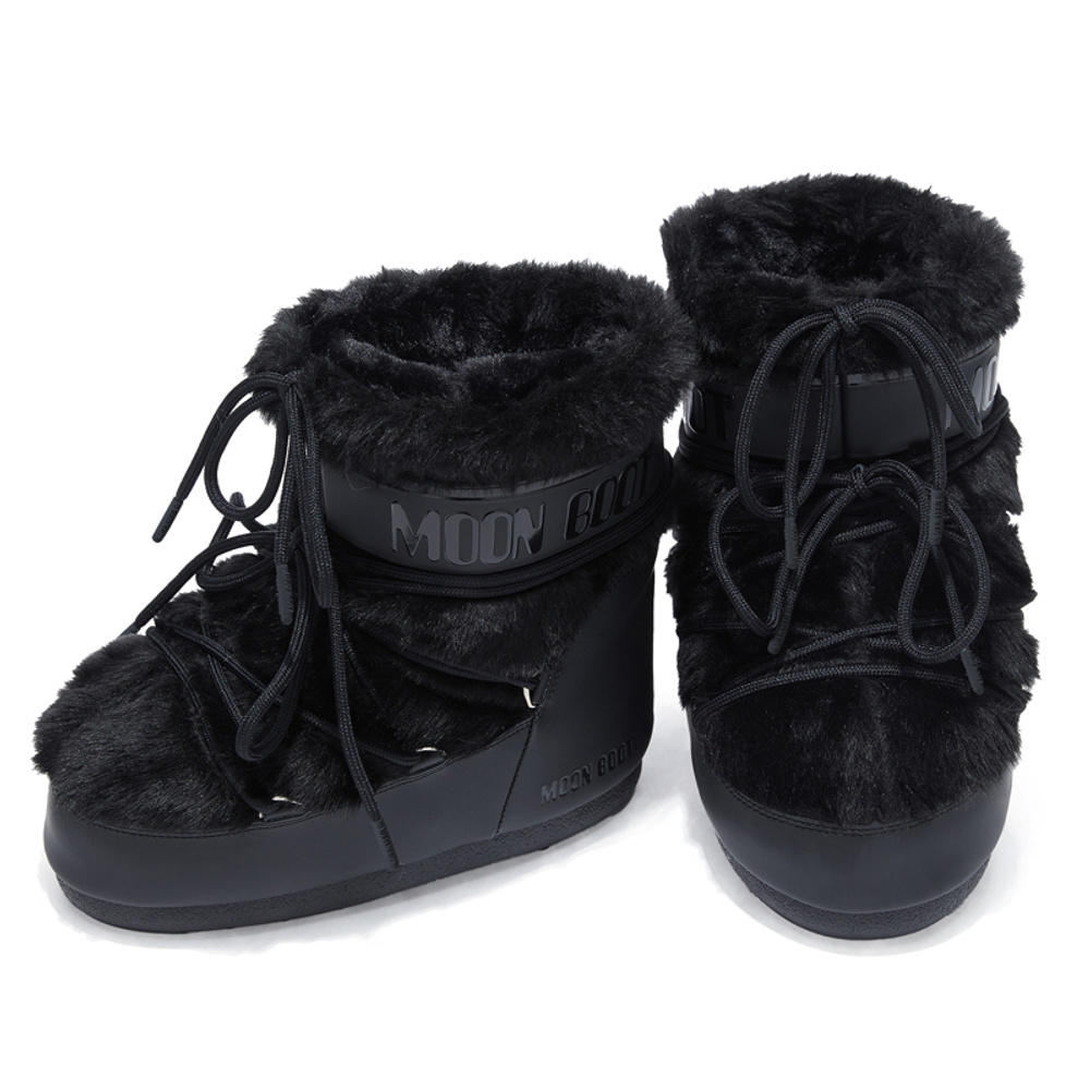 Moon Boot Icon Low Faux-Fur schwarz