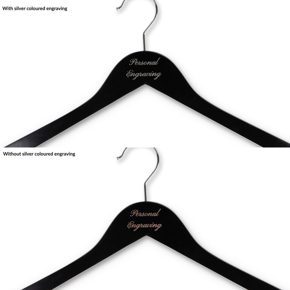 Bøjle til dameskjorter sort træ med indgravering