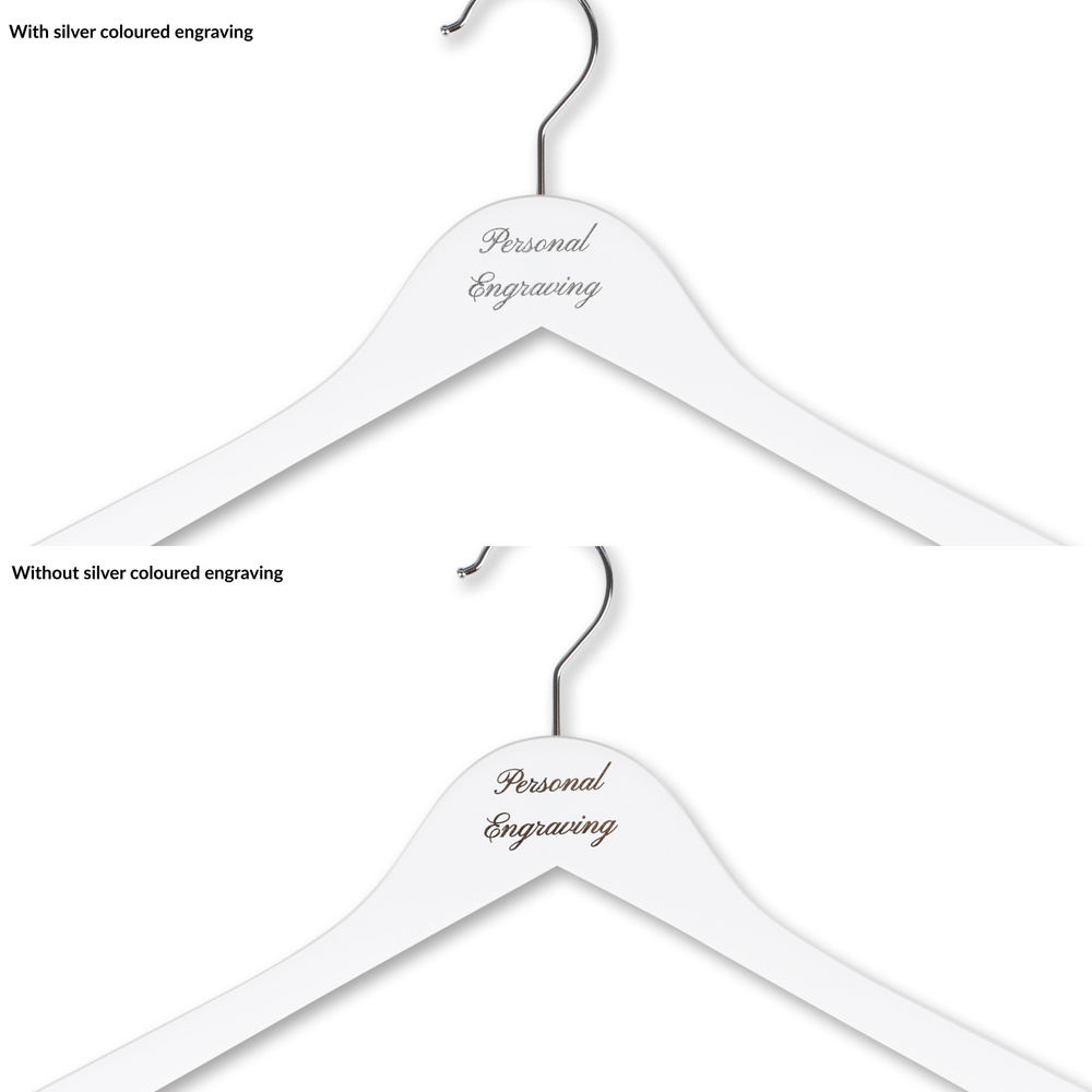 Bøjle til dameskjorter hvidt træ med indgravering