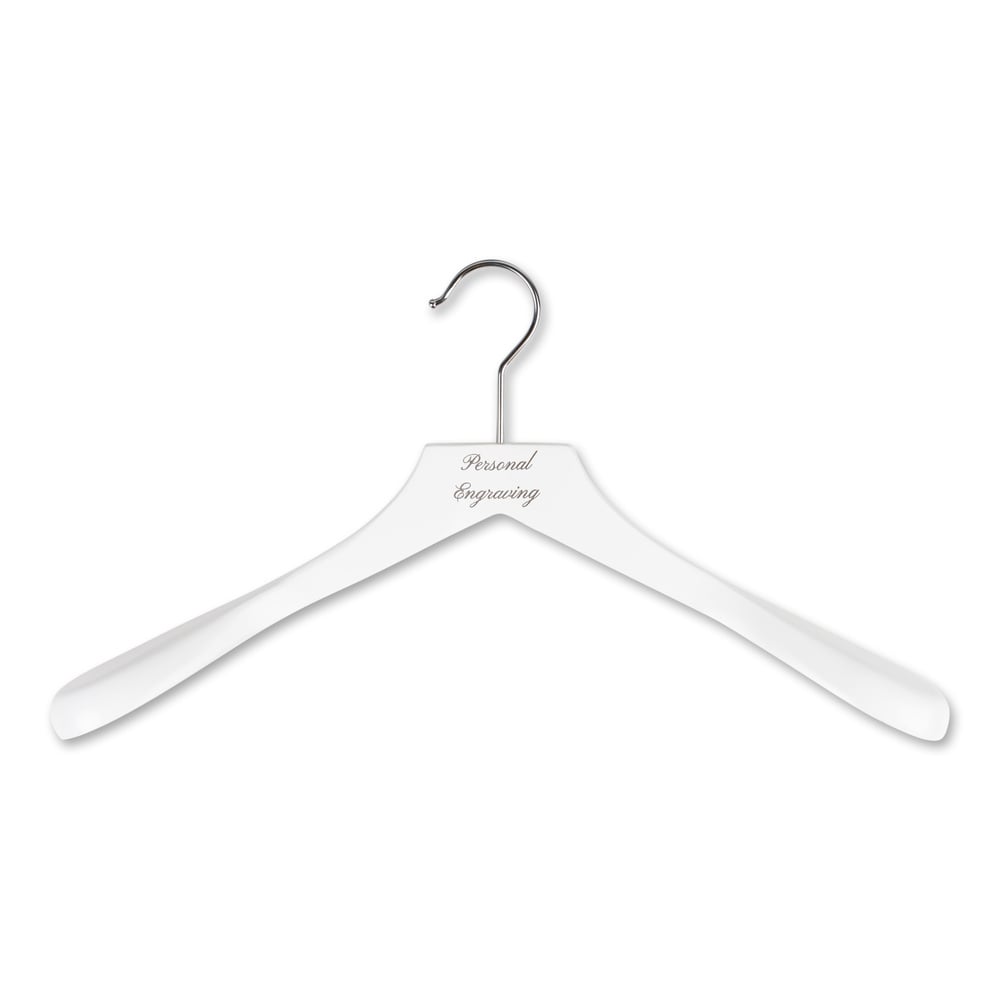 Jakkebøjle hvidt træ uden buksestang med indgravering