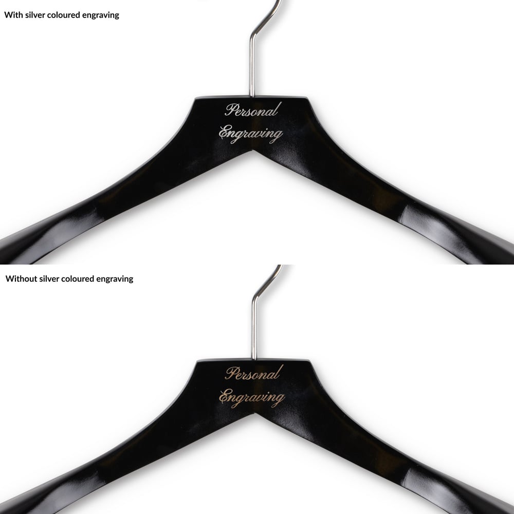 Jakkebøjle sort træ uden buksestang med indgravering