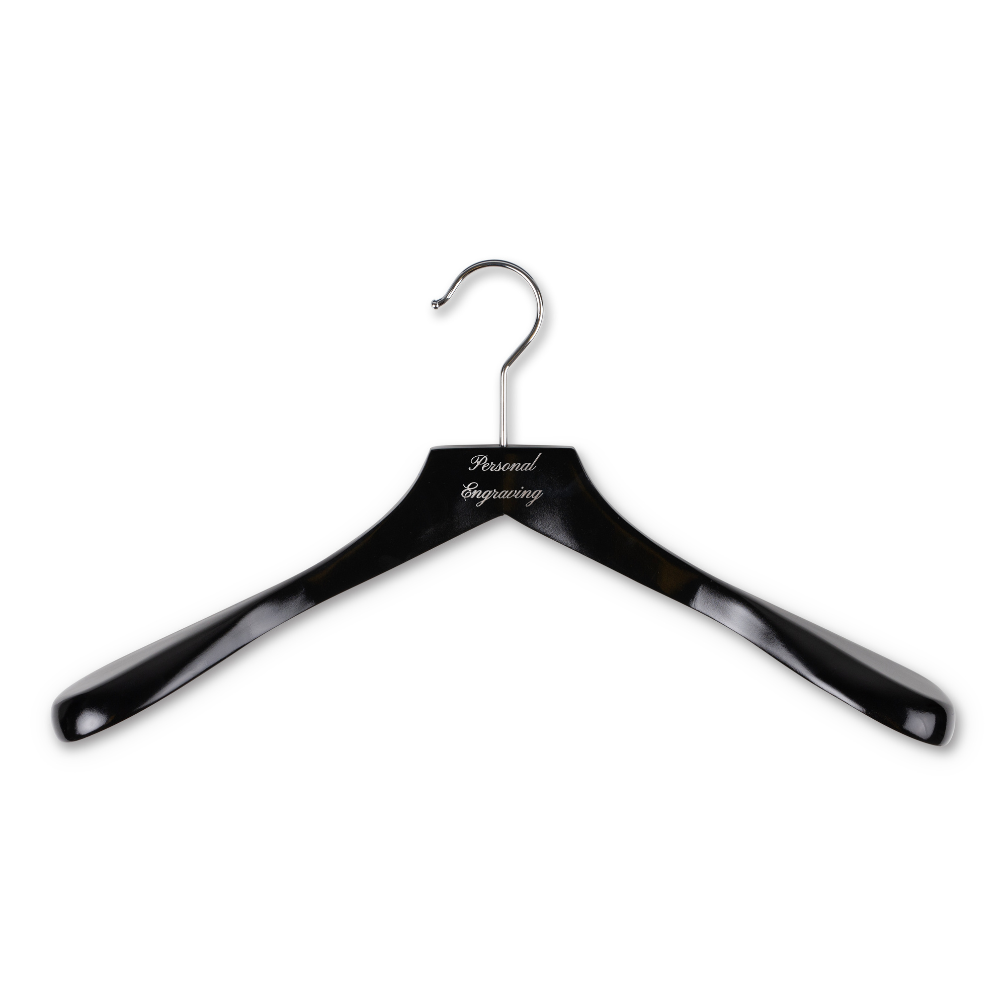 Coat hanger black wood without trouser bar with engraving | Skolyx