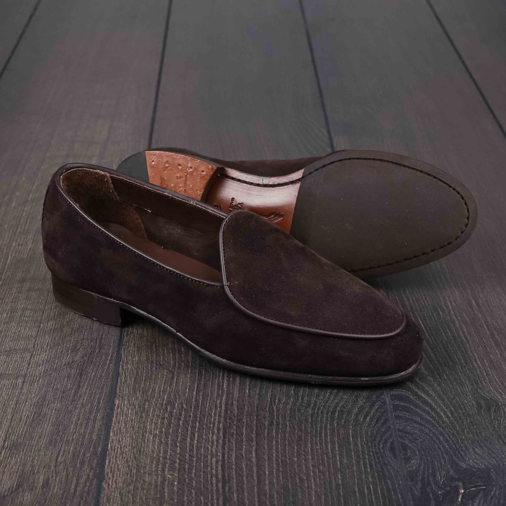 Yanko classic Belgian loafer dark brown reverse kudu suede UK4 / EU38 - Used