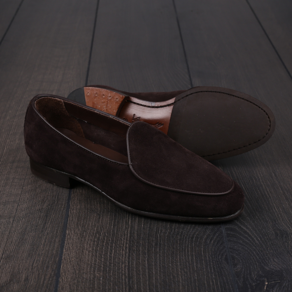 Yanko classic Belgian loafer dunkelbraun reverse kudu Wildleder