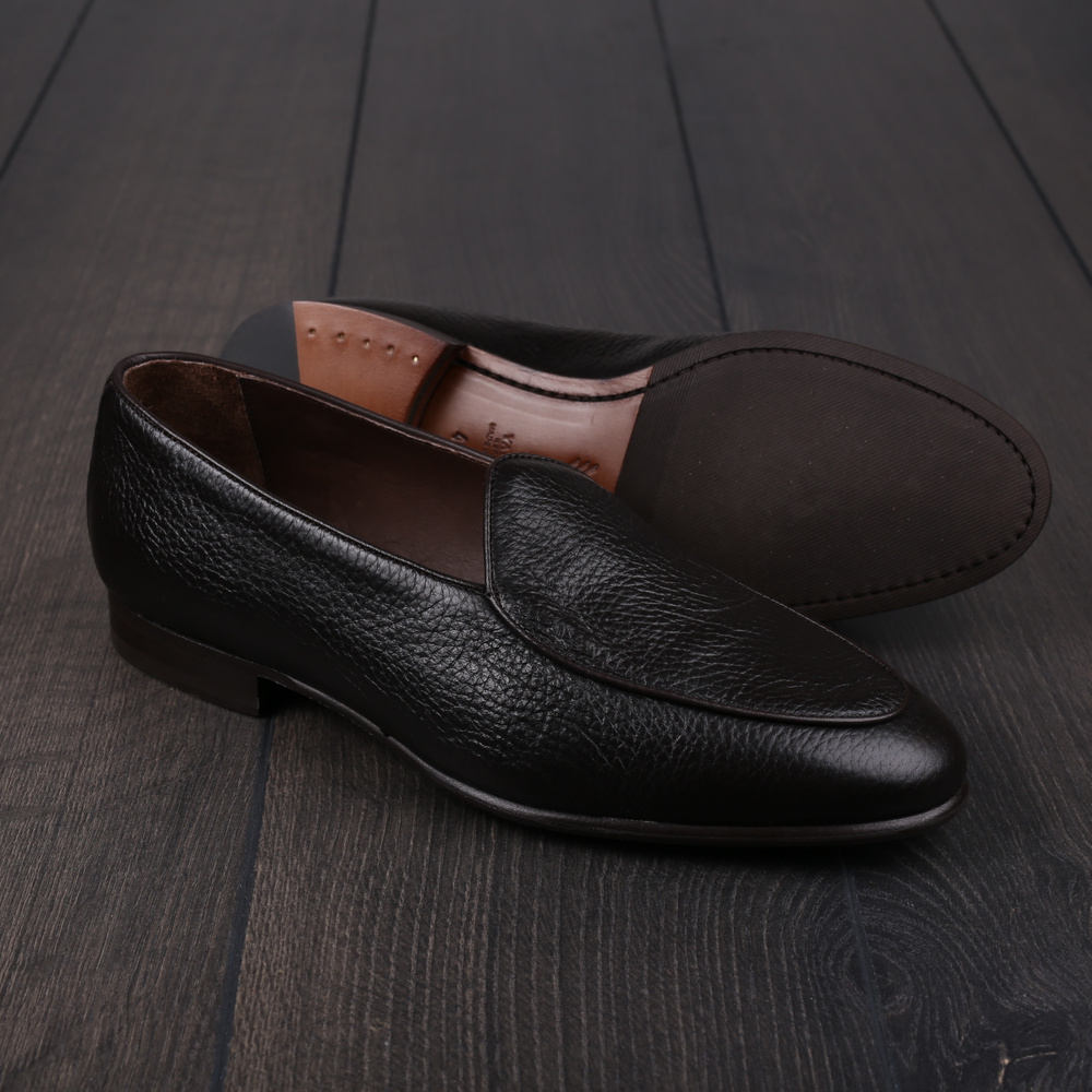 Yanko mørkebrune classic Belgian loafers i hjorteskind