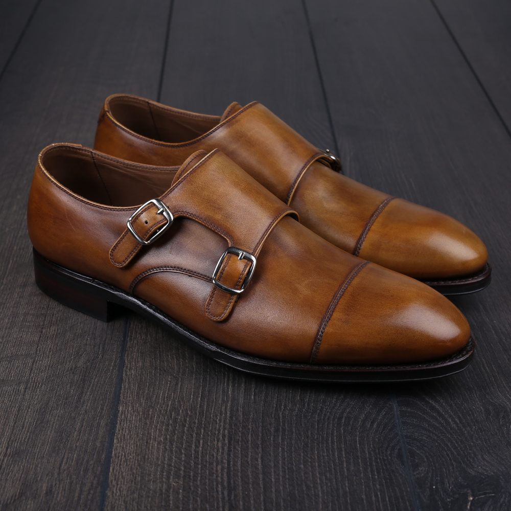 TLB Plain Double Monk Old England Medium Brown UK8,5 / EU42,5 - Sample