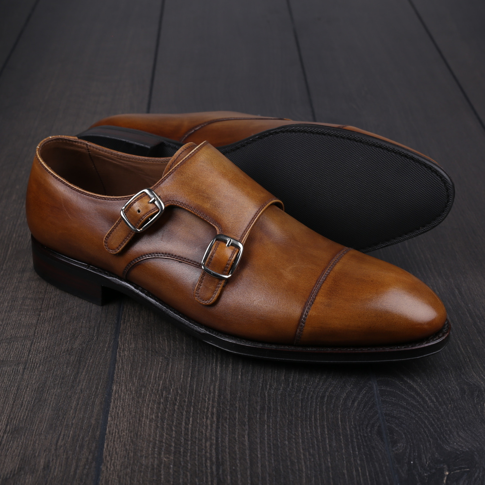 TLB Plain Double Monk Old England Medium Brown UK8,5 / EU42,5 - Sample