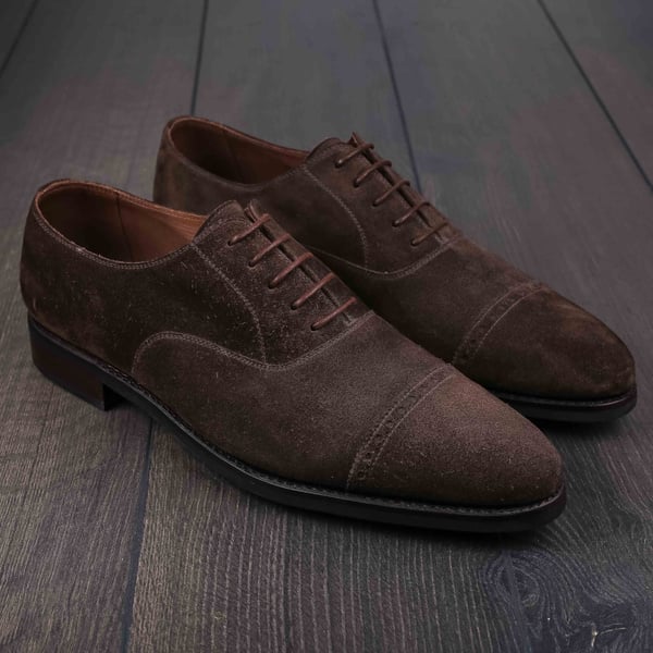 Skolyx dark brown suede brogued cap toe oxford UK8,5 / EU42,5 - Sample