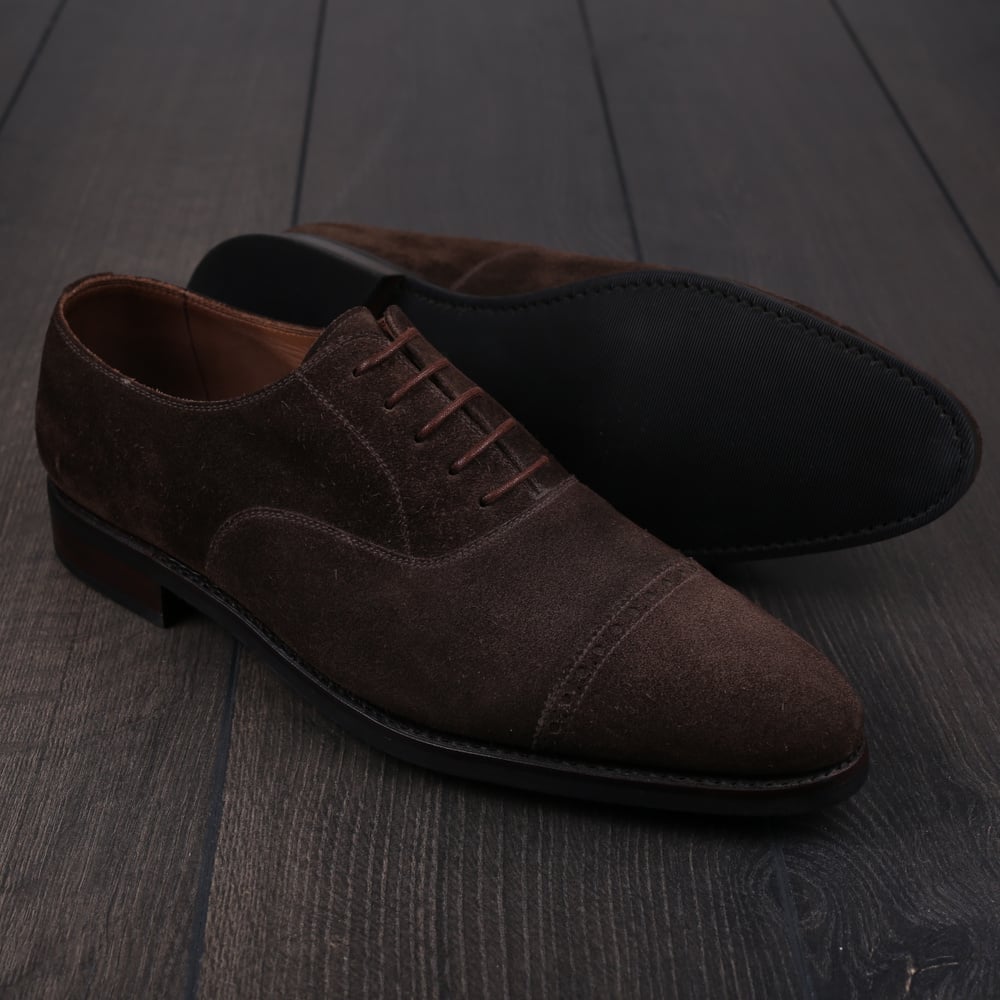Skolyx dark brown suede brogued cap toe oxford UK8,5 / EU42,5 - Sample