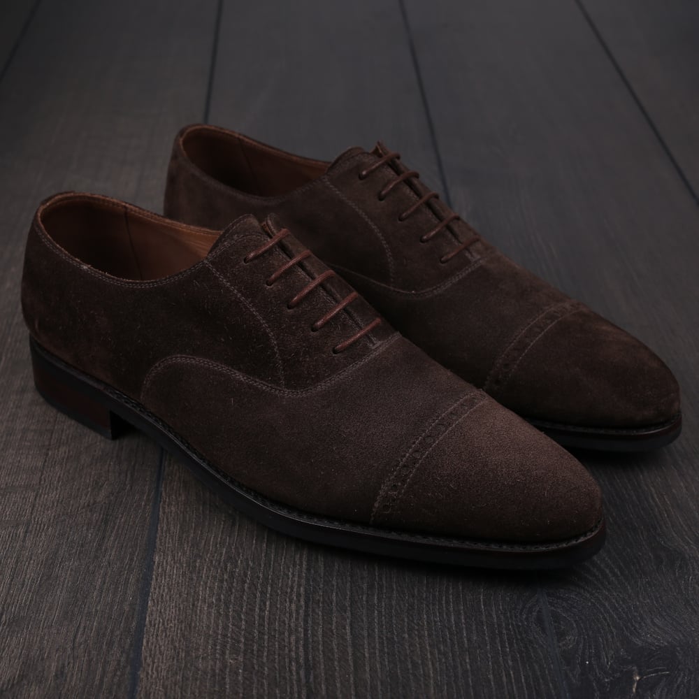 Skolyx dark brown suede brogued cap toe oxford UK8,5 / EU42,5 - Sample