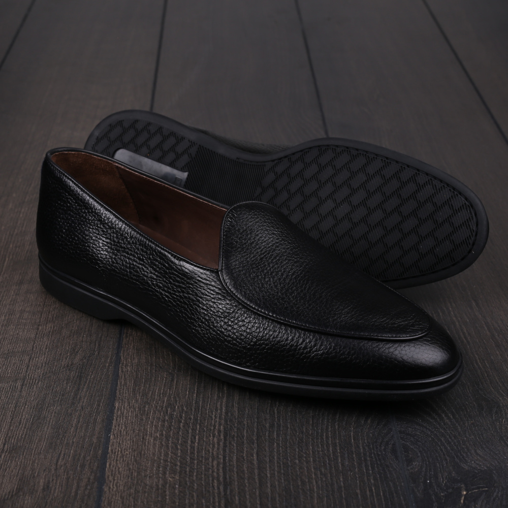 Yanko Traveler Belgian Loafer black deerskin with dark sole UK10 / EU44 - Seconds