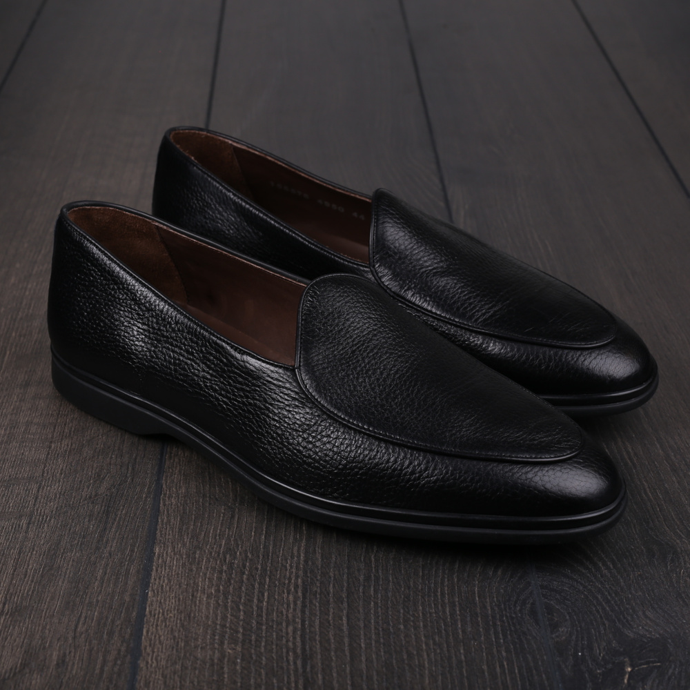 Yanko Traveler Belgian Loafer black deerskin with dark sole UK10 / EU44 - Seconds