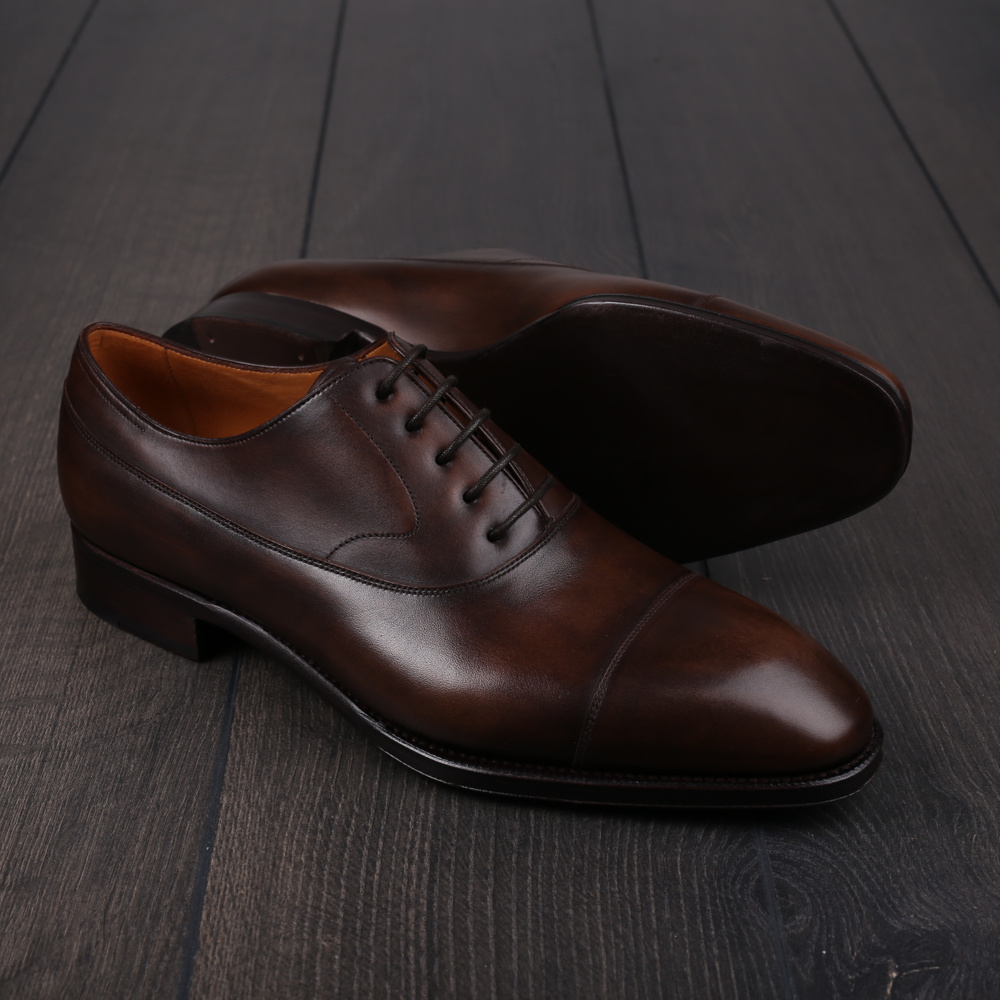 Skolyx plain cap toe balmoral oxford brown with leather sole UK7 / EU41 - Sample