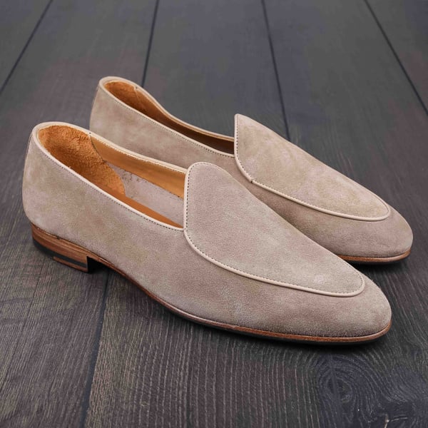 Yanko classic Belgian loafer smoke reverse kudu suede UK12 / EU46 - Seconds