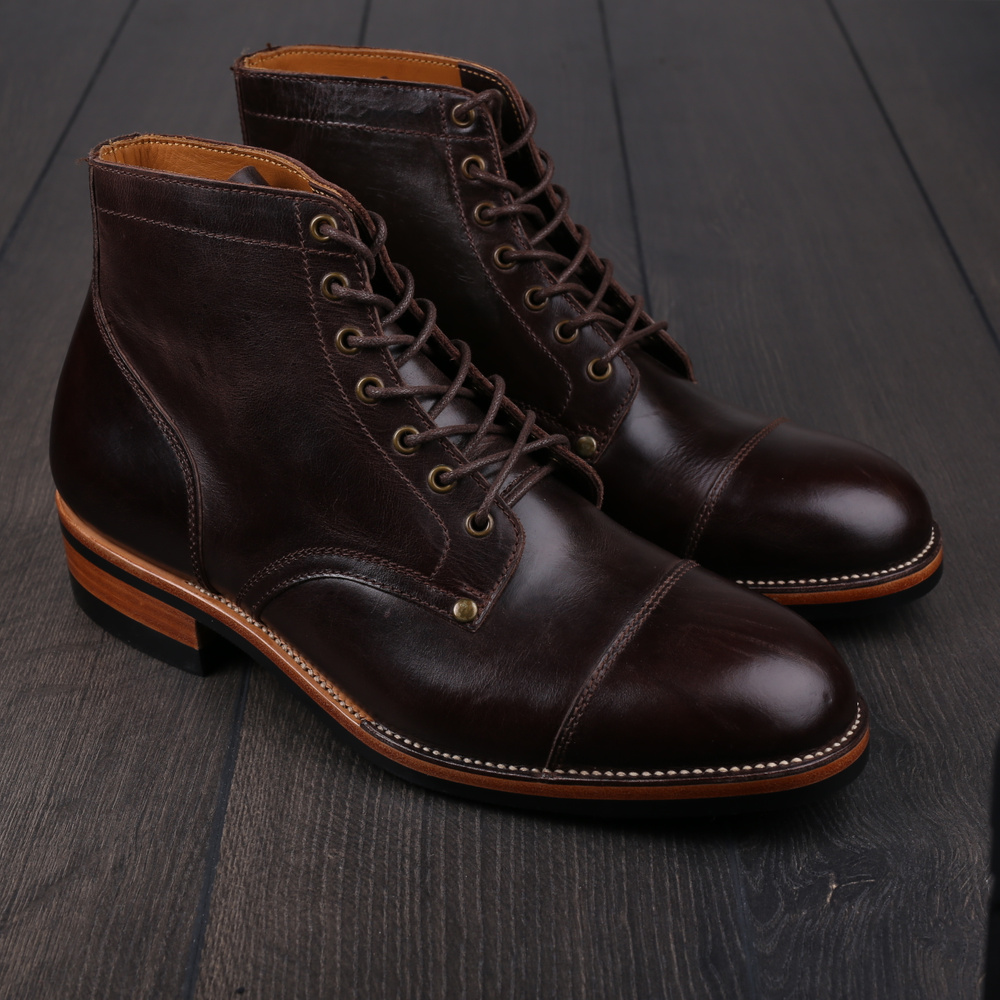 Midas x Skolyx x Dr. Sole Cap toe service boot dark brown pull-up UK11 / EU45 - Seconds