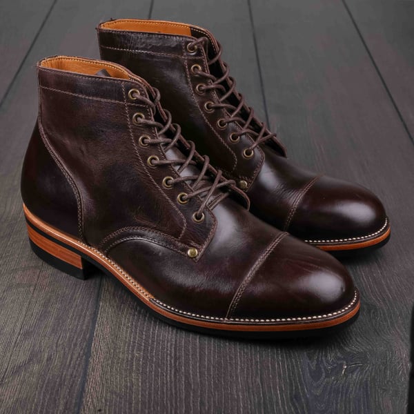Midas x Skolyx x Dr. Sole Cap toe service boot dark brown pull-up UK11 / EU45 - Seconds