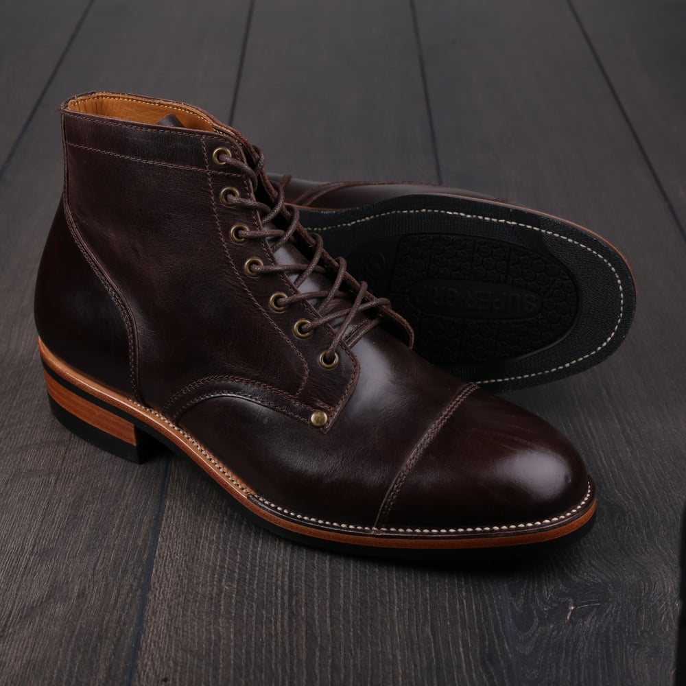 Midas x Skolyx x Dr. Sole Cap toe service boot dark brown pull-up UK11 / EU45 - Seconds