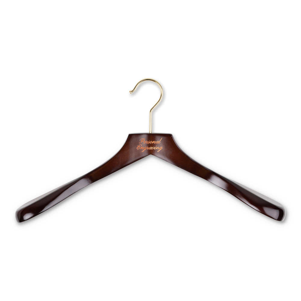 Kavajgalge mörkt trä utan byxstång med gravyr