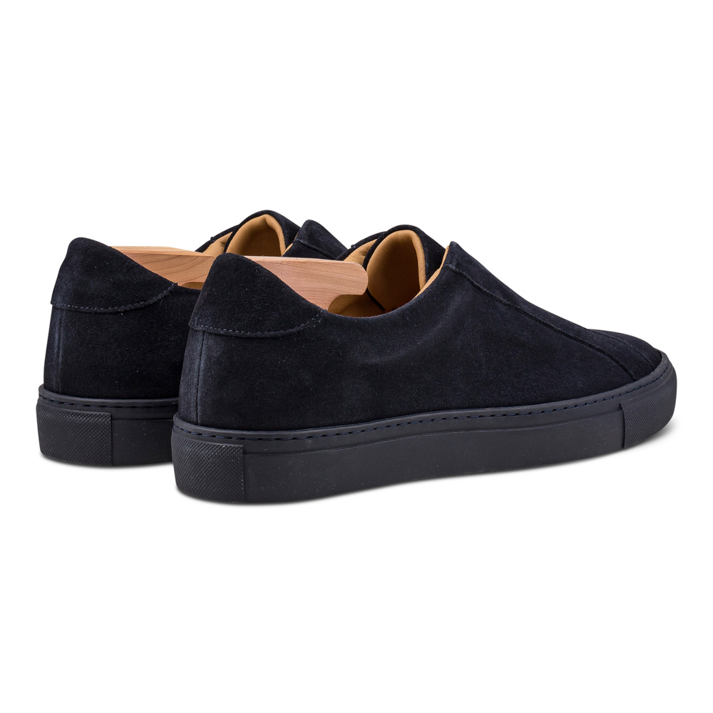 Skolyx Premium laceless sneakers mørkeblå semsket skinn med mørkeblå såle