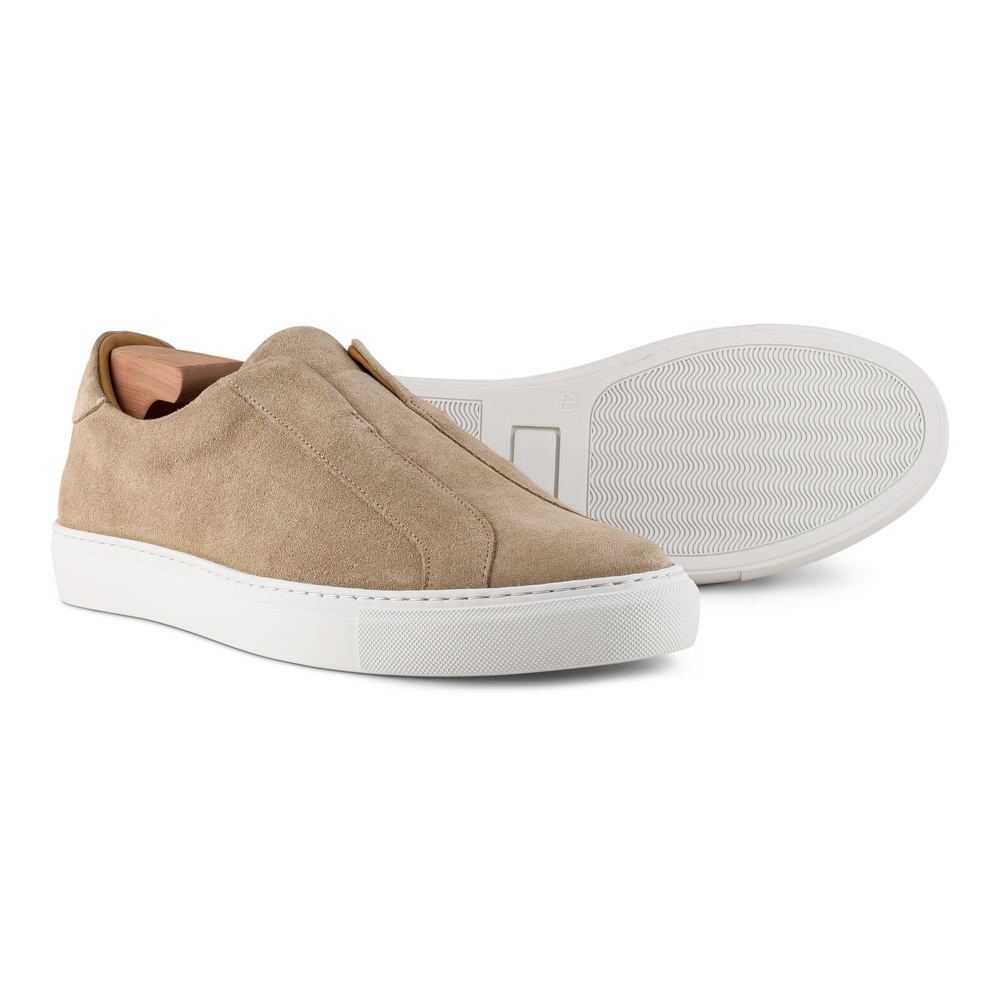 Skolyx Premium laceless Sneaker sandfarbenem Veloursleder