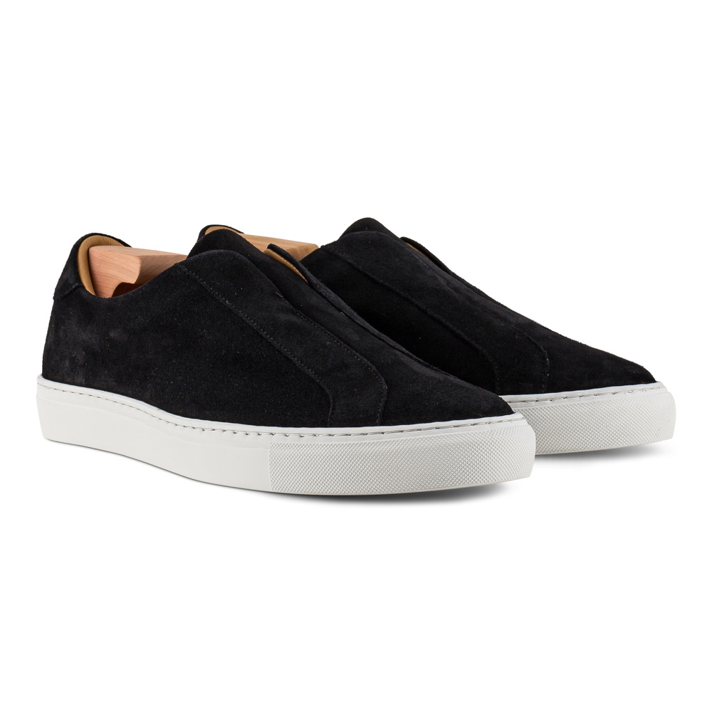 Skolyx Premium Sneaker laceless schwarzem Veloursleder