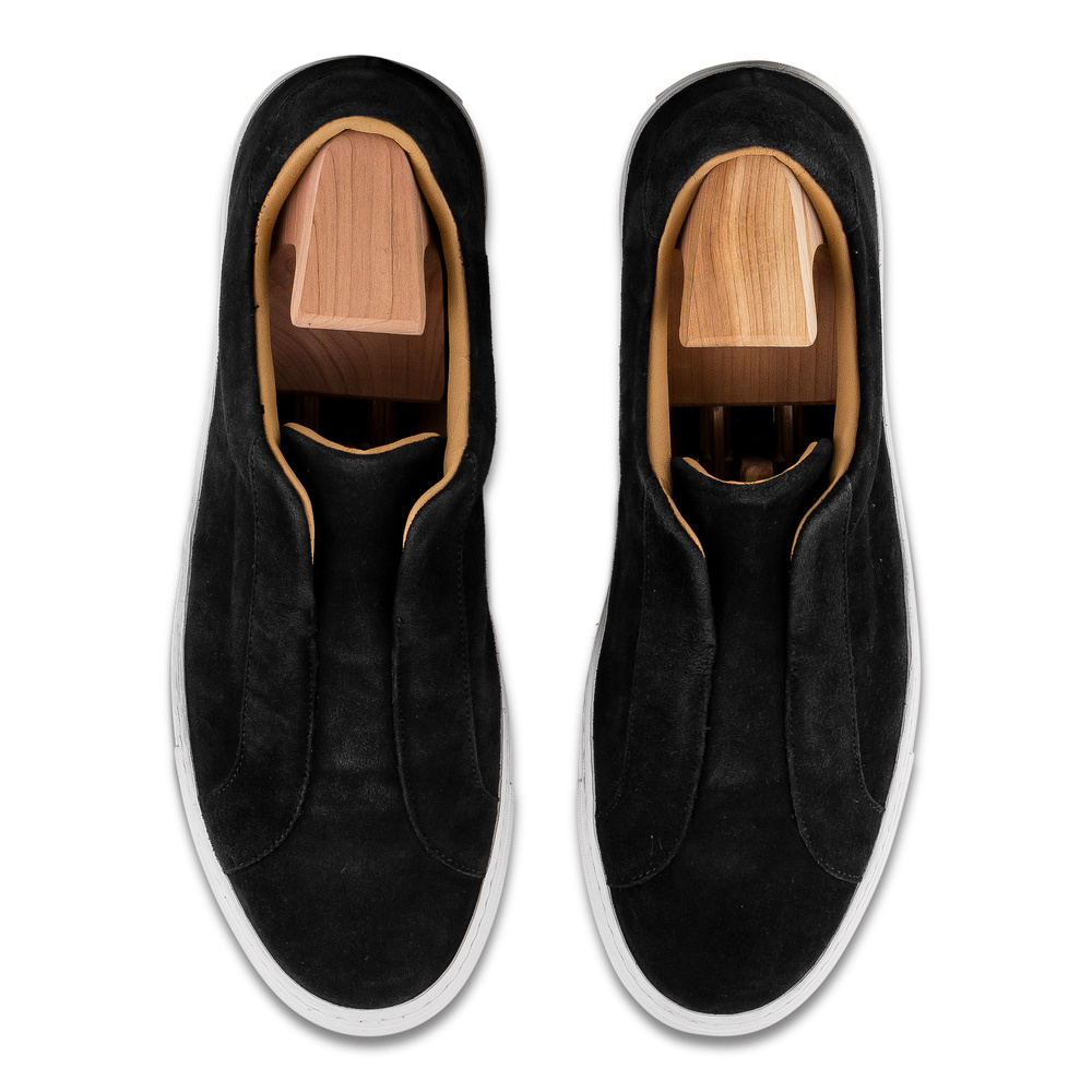 Skolyx Premium Sneaker laceless schwarzem Veloursleder