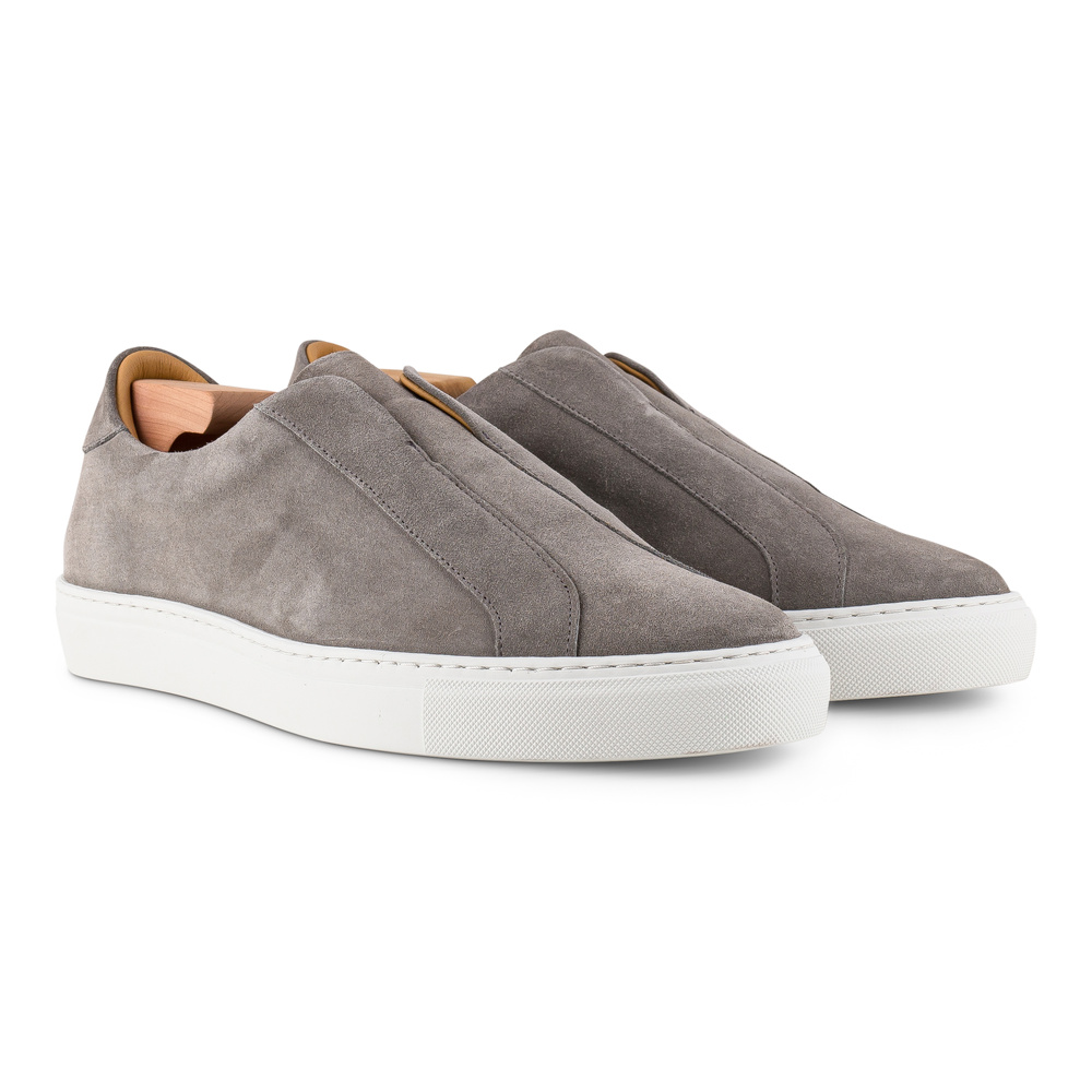 Skolyx Premium laceless Sneaker hellgrauem Veloursleder