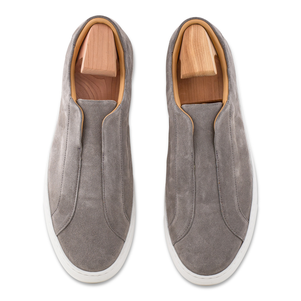 Skolyx Premium laceless Sneaker hellgrauem Veloursleder