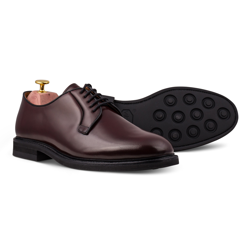 Yanko plain toe derby bordeaux Shell cordovan
