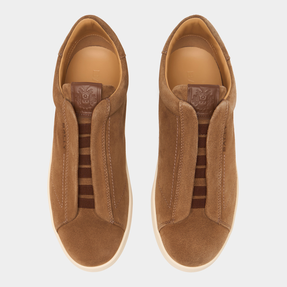 Bally Romy laceless sneaker light brown suede