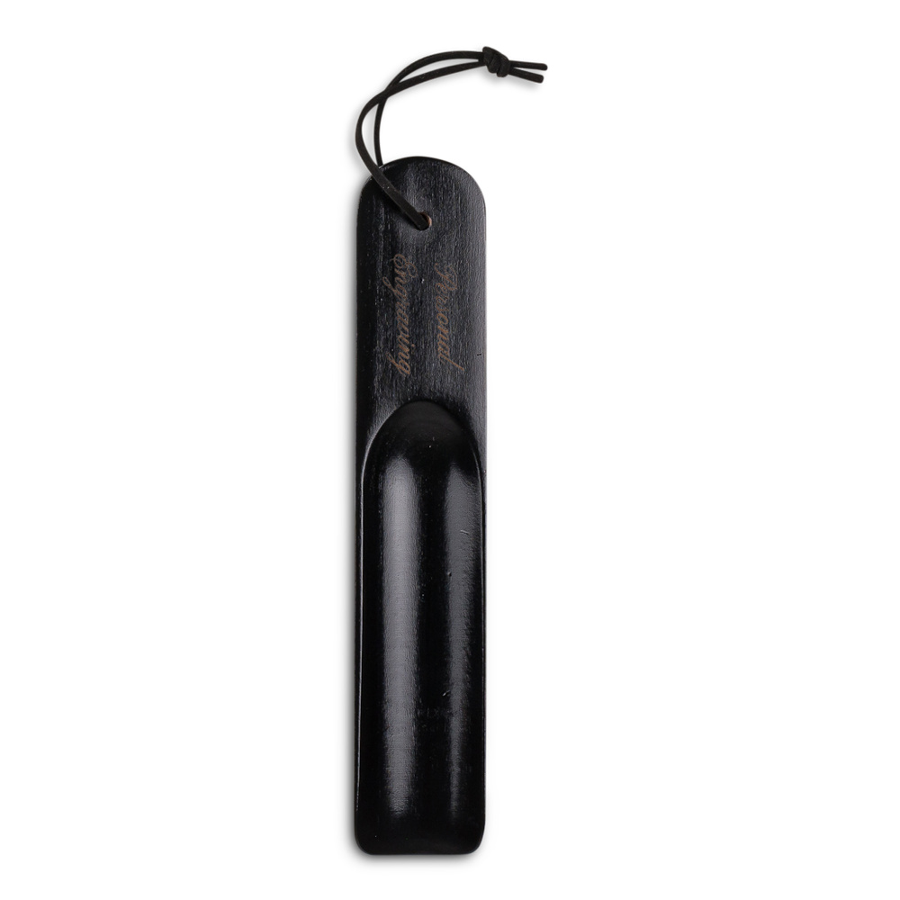 Skohorn sort træ 20 cm med gravering