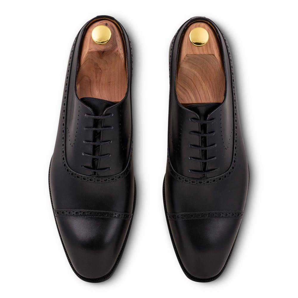 Skolyx svart plain cap toe oxford lädersula