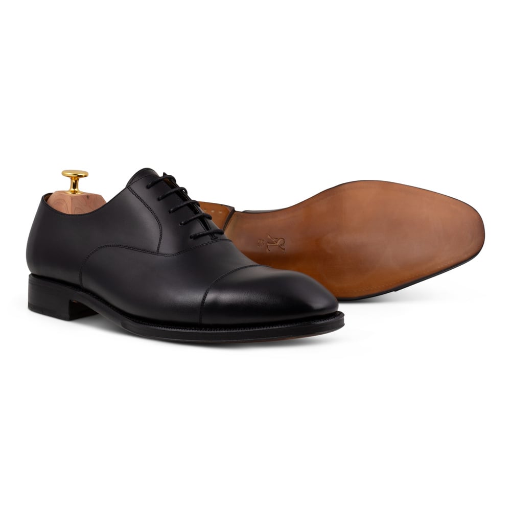 Skolyx svart plain cap toe oxford lädersula