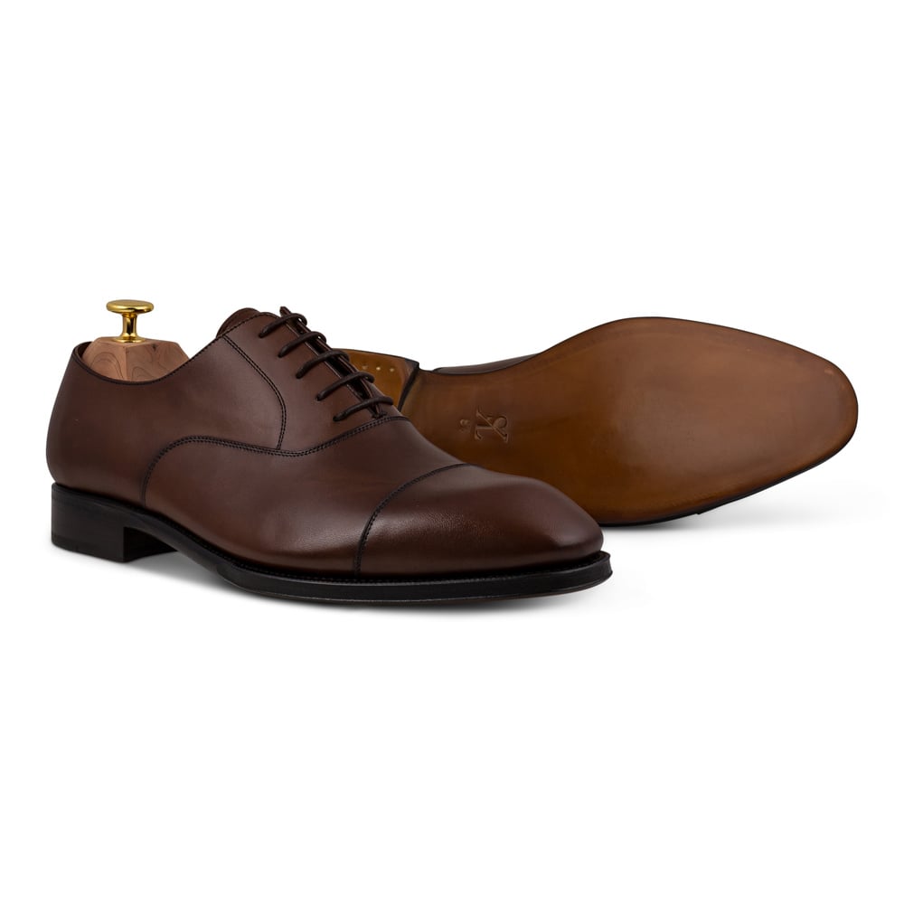 Skolyx mörkbrun plain cap toe oxford lädersula