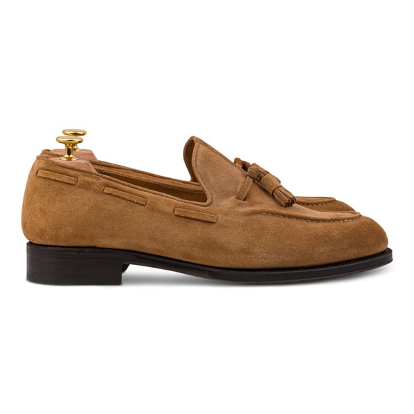 Skolyx lysebrun ruskind tassel loafer lædersål